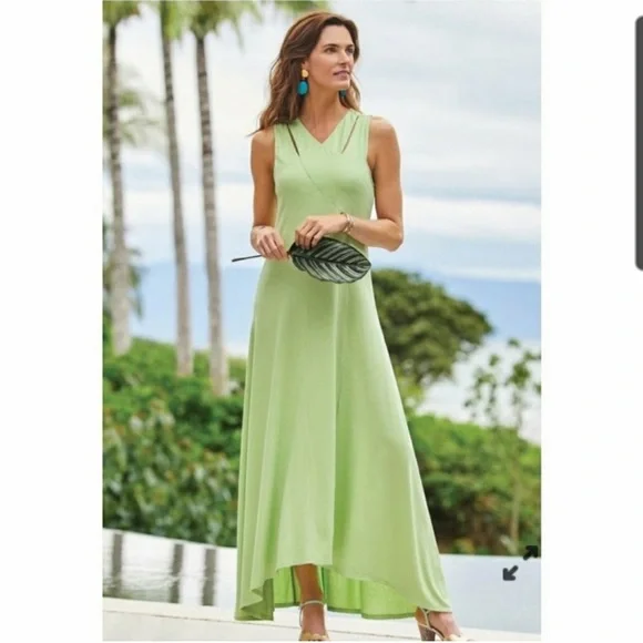 Soft Surroundings Dresses | New Soft Surroundings- Duvall Sleeveless Midi Dress Margarita Green | Color: Green | Size: Xs | Woodclothes's Closet